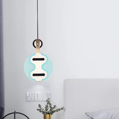 Blue Thin Panel Pendulum Light Modernist LED Acrylic Hanging Pendant Lamp for Bedroom