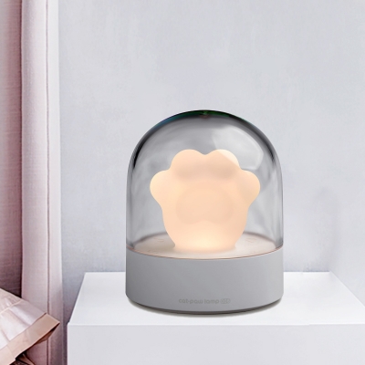Cartoon Cat Claw Music Night Lamp Grey/Pink Glass LED Bedroom Night Lamp with USB Port