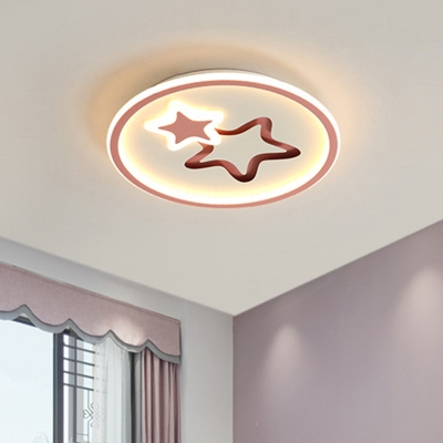 Cartoon Star Flush Mount Fixture Acrylic LED Living Room Ceiling Mounted Light in White/Pink/Blue for Living Room