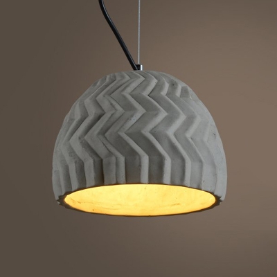 Cement Grey Hanging Ceiling Light Domed 1 Bulb 6