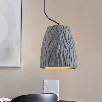 Cement Grey Hanging Ceiling Light Domed 1 Bulb 6