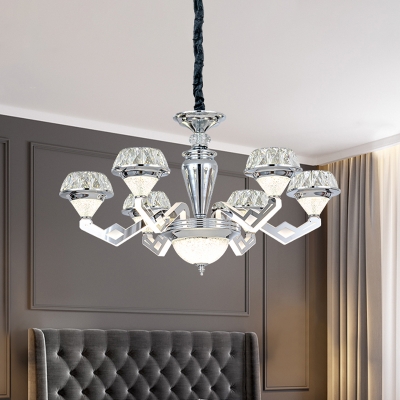 Chrome 6/8-Light Chandelier Lighting Modernism Crystal Diamond LED Hanging Pendant Lamp