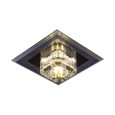 Clear Crystal Square Ceiling Light Minimalist LED Corridor Flush Mount Recessed Lighting