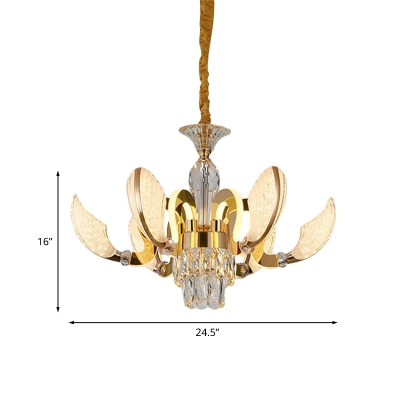 Crystal Gold Chandelier Shell Shaped 6-Bulb Modernist Suspension Pendant Lamp for Restaurant