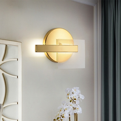 Designer Rectangle Iron Wall Lighting LED Wall Sconce in Gold with Square Clear Glass Shield