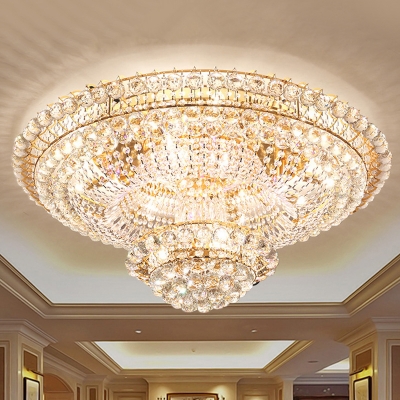 

Gold Dual-Layered Ceiling Lamp Contemporary Crystal Ball LED Living Room Flush Light, HL621305