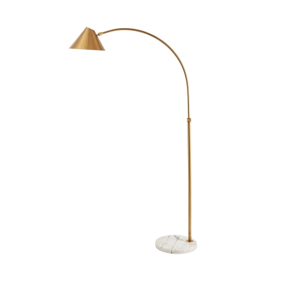 Gold Finish Conical Floor Stand Lamp Postmodern 1-Light Metallic Arched Standing Light