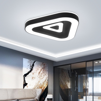 Metallic Triangle Ceiling Mounted Light Modernist Black/White LED Flush Mount for Bedroom, 18