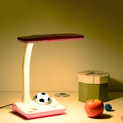 Pink/Blue Finish Rectangle Desk Light Modern LED Plastic Reading Lamp with Soccer Deco