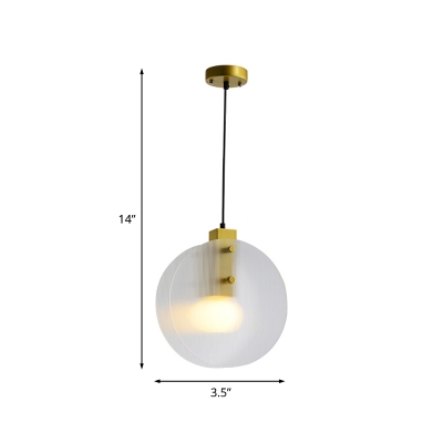 Post Modern Dual Disc Suspension Light White Textured Glass 1 Bulb Bedside Ceiling Lamp in Brass