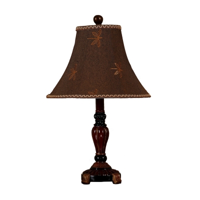 Retro Flare Nightstand Light 1-Light Fabric Table Lighting with Braided Trim in Brown
