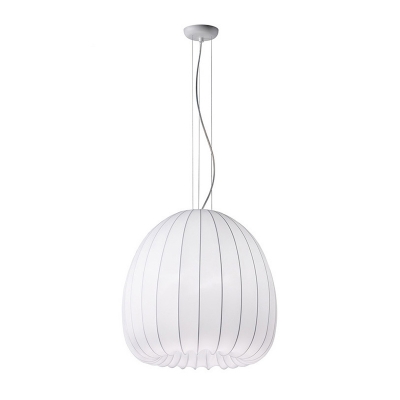 Single Art Silk Hanging Lamp Minimalist White Dome Dining Room Pendant Ceiling Light