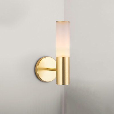 Tube Wall Reading Light Postmodernism Opal Matte Glass 1 Bulb Living Room Wall Sconce in Gold