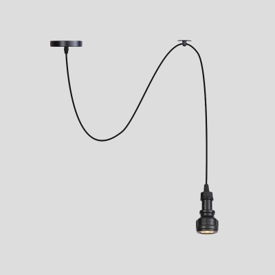 Water Pipe Iron Suspension Light Vintage 1 Light Hallway Pendulum Lamp in Black with Adjustable Cord