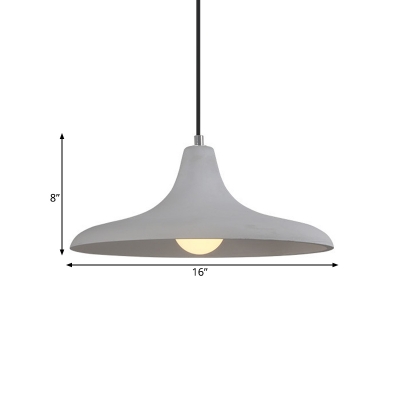 Wide Flare Dining Room Ceiling Light Industrial Cement 1 Bulb Grey Hanging Pendant Lamp