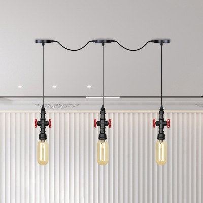 3/5/7 Bulbs Multi Light Chandelier Vintage Capsule Amber Glass LED Tandem Hanging Pendant Lamp in Black