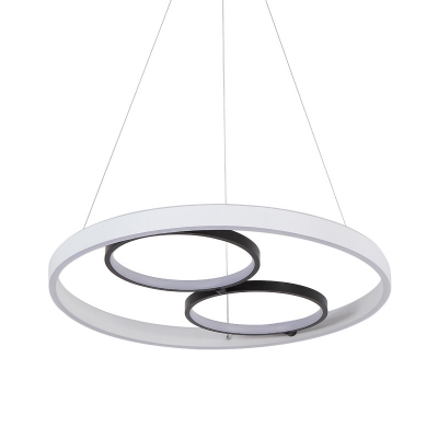 3-Halo Ring Ceiling Chandelier Simple Acrylic LED White Suspended Pendant Light in White/Warm Light