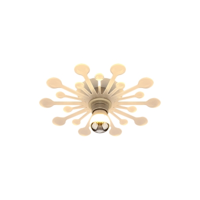 Acrylic Dandelion Semi Flushmount Nordic 1 Bulb White LED Flush Ceiling Lamp in White/Warm Light