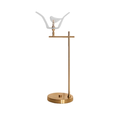 Bird Shape Opal Glass Table Light Modern LED Gold Finish Desk Lamp with Right Angle Arm