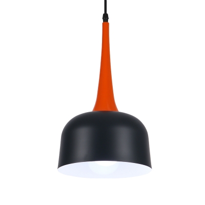 Bowled Kitchen Island Lighting Nordic Iron 1 Head Black Hanging Ceiling Light with Orange Handle