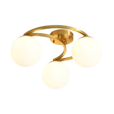 Bubble Cream Glass Flush Mount Lighting Modern 3/6-Light Brass Ceiling Light for Kitchen
