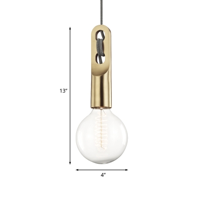 Bulb Shape Pendant Light Vintage Clear Glass 1 Light Gold Ceiling Suspension Lamp with Hanging Rope
