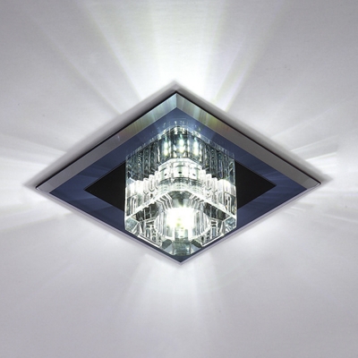 Clear Crystal Square Ceiling Light Minimalist LED Corridor Flush Mount Recessed Lighting