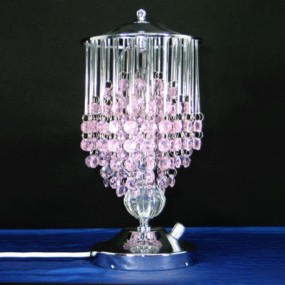 Contemporary Tassel Night Table Light 1-Light Crystal Ball Nightstand Lamp in Pink/Yellow/Blue