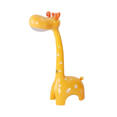 Giraffe Shape Study Room Table Light Plastic LED Cartoon Touching Reading Lamp in White/Pink/Yellow