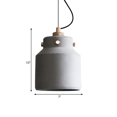 Grey 1-Head Pendant Lighting Antiqued Cement Can/Barn Hanging Lamp Kit over Bar Island, 7