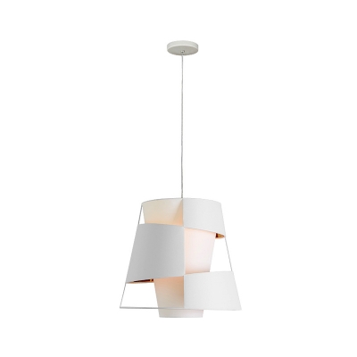 Modern Creative 1 Bulb Pendant Lamp Black/White Geometric Cut Frustum Hanging Light with Metal Shade