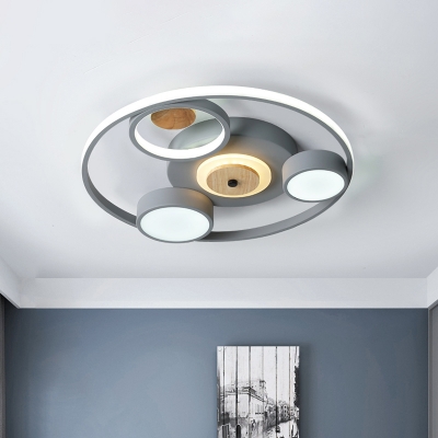 Modernism Round Ceiling Mounted Light Acrylic LED Bedroom Flushmount Lamp in Grey