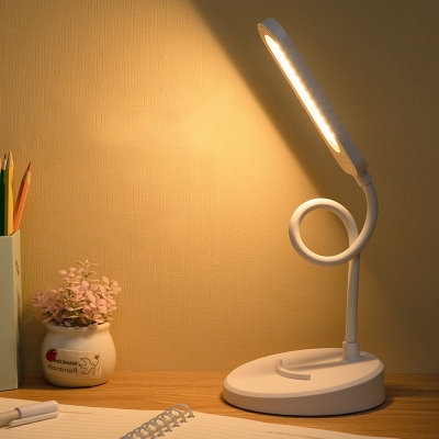 Plastic Oval Rotatable Desk Light Minimalist LED White Reading Book Lamp for Study Room