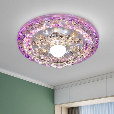 

Purple Flower Flush Mount Lamp Modern Crystal LED Foyer Ceiling Light in Warm/White Light, HL621909