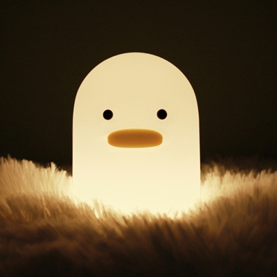 Silica Gel Cute Duck Night Lamp Cartoon LED White Timing Night Light in Warm Light