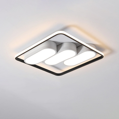Squared Frame Metal Ceiling Flush Modernism White and Black LED Flush Mounted Light