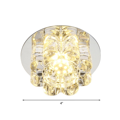 Translucent Crystal Blossom Flushmount Modern LED Porch Flush Light in Warm/White/Multi Color Light