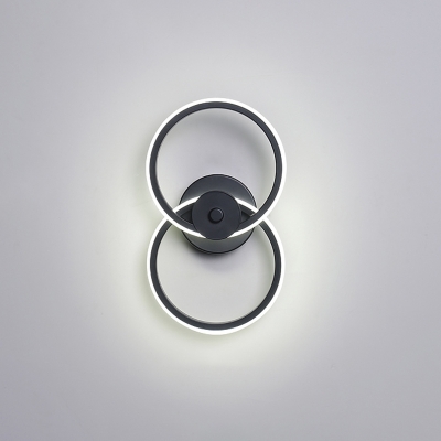 White/Black Dual Loop Wall Light Sconce Simple LED Acrylic Wall Mounted Lamp Fixture in White/Warm Light