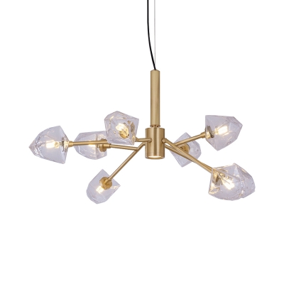 8 Bulbs Sputnik Chandelier Lighting Modern Brass Crystal Block Suspension Pendant Light