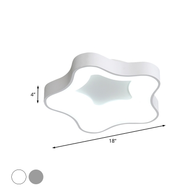 Acrylic Star Flushmount Lighting Modern LED Ceiling Mount Light Fixture in Grey/White for Bedroom