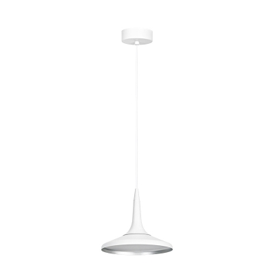 Aluminum White Finish Hanging Light Fixture Wide Flare 1 Head Industrial-Style Pendulum Lamp