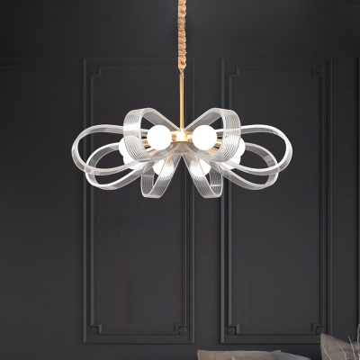 Contemporary Flower Pendant Chandelier Acrylic 8 Lights Living Room Suspension Lamp in White