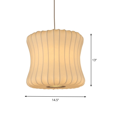 Curvaceous Drum Bistro Hanging Light Contemporary Fabric 1-Light 14.5