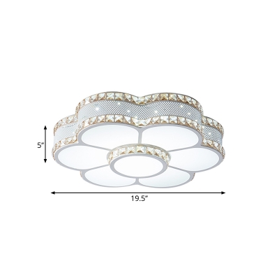 Floral Living Room Flushmount Contemporary Crystal LED Gold Ceiling Light Fixture, 19.5