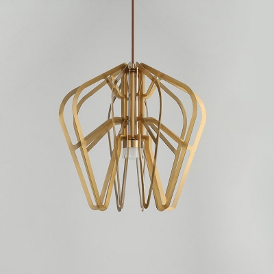Gold Flowerbud Frame Hanging Lamp Minimalist Metallic LED Pendant Light Fixture for Restaurant