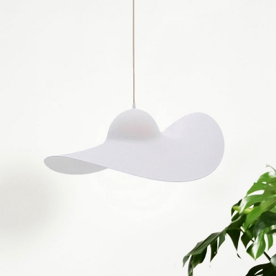 Hat Shaped Hanging Pendant Kit Modernist Acrylic Single Light White/Grey Ceiling Lamp for Living Room