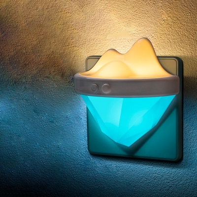 Iceberg Bedroom Wall Mount Light Plastic LED Kids Night Lamp in White/Blue with Remote Control