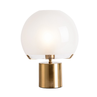 Milk White Glass Dome Table Lighting Post Modern 1 Light Gold Finish Nightstand Lamp