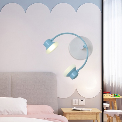 Pink/Blue Finish Headset Wall Mount Cartoon LED Metallic Wall Sconce Light for Kids Bedside
