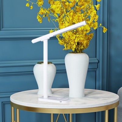 Slim Tube Rotatable Table Light Simple Metallic LED White Reading Book Lamp with Lanyard